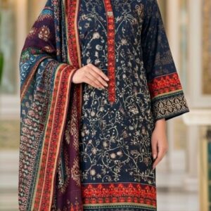 3 piece winter cotton dress with embroidered shirt