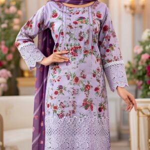 embroidered khaddar 3 piece dress