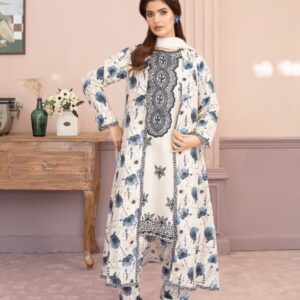 printed 3 piece cotton suit stitched summer collection