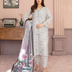 embroidered 3 piece cotton suit stitched 