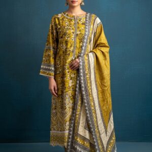 print and embroidered cotton lawn 3 piece set stitched summer collection