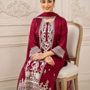 embroidered cotton lawn 3 piece set stitched summer collection