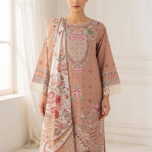 embroidered cotton lawn 3 piece set stitched summer collection