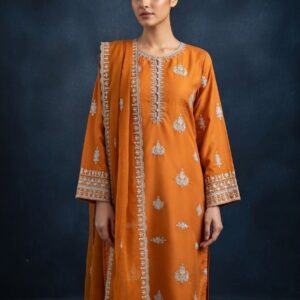 embroidered cotton lawn short shirt 3 piece set stitched summer collection