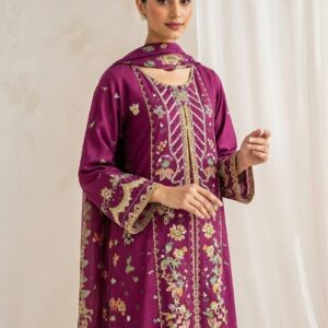 embroidered cotton lawn gown set stitched 