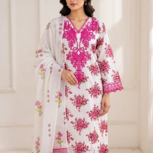 cotton lawn embroidered 3 piece set stitched summer collection