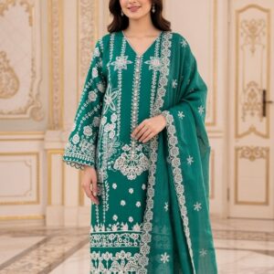 embroidered green chikankari kurti set stitched summer collection